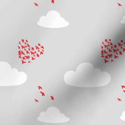 Love is in the Air in Scarlet Red and Dove Gray