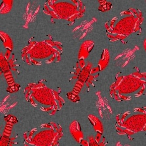 crabs // lobsters crustacean ocean animal pattern red nautical summer preppy