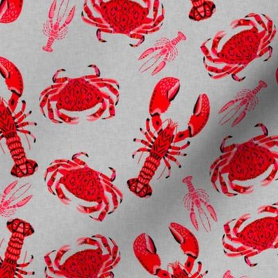 crab and lobsters // crabs ocean crustacean animal nautical preppy red summer food 