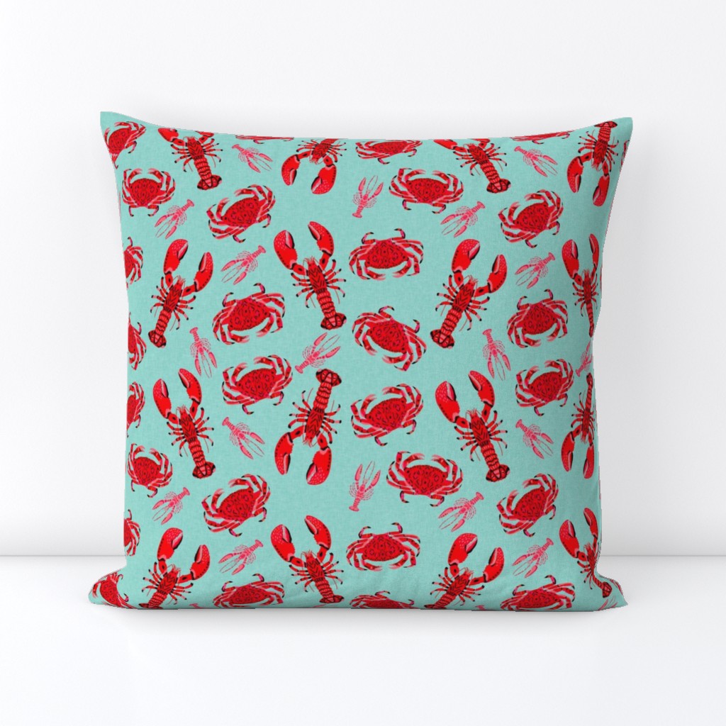 crab and lobsters // mint crabs ocean nautical preppy summer lilly summer crawfish crayfish fishing print