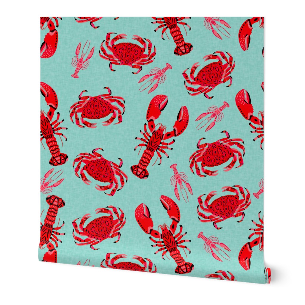 crab and lobsters // mint crabs ocean nautical preppy summer lilly summer crawfish crayfish fishing print