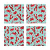 crab and lobsters // mint crabs ocean nautical preppy summer lilly summer crawfish crayfish fishing print