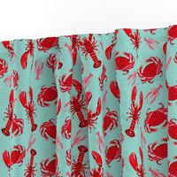 crab and lobsters // mint crabs ocean nautical preppy summer lilly summer crawfish crayfish fishing print