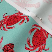 crab and lobsters // mint crabs ocean nautical preppy summer lilly summer crawfish crayfish fishing print