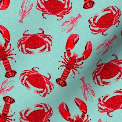 crab and lobsters // mint crabs ocean nautical preppy summer lilly summer crawfish crayfish fishing print