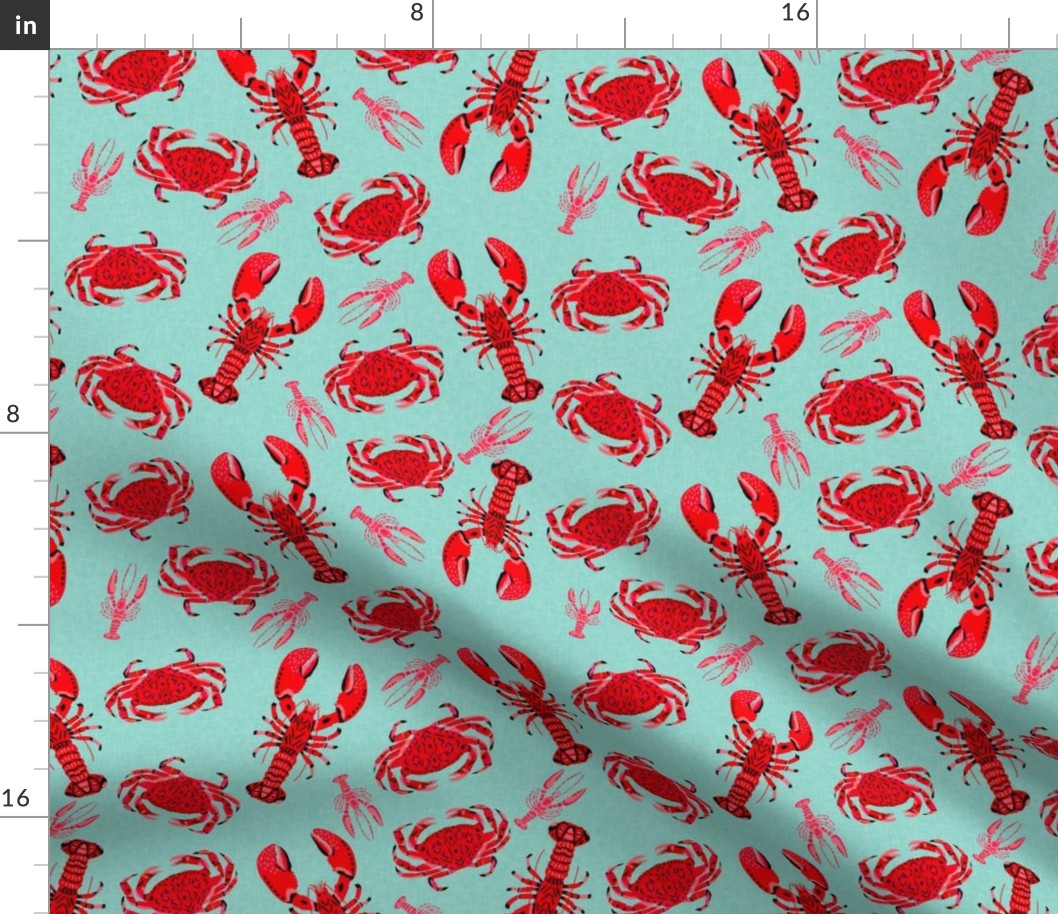 crab and lobsters // mint crabs ocean nautical preppy summer lilly summer crawfish crayfish fishing print