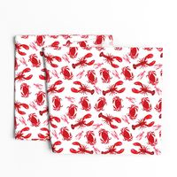 crab and lobster // white crabs lobsters nautical fish ocean sea red pink summer fishing