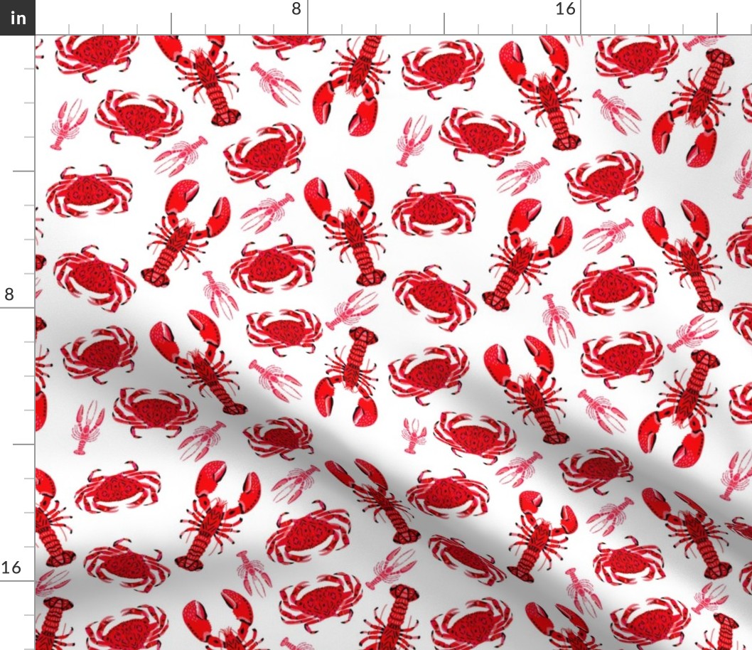 crab and lobster // white crabs lobsters nautical fish ocean sea red pink summer fishing