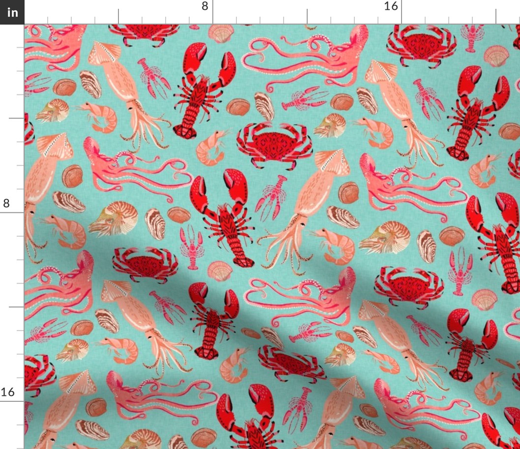 ocean // ocean creature sea animal mint Fabric | Spoonflower