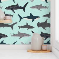 shark // sharks mint fish ocean sea nautical kids mint shark week