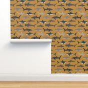 shark // sharks ocean nautical summer mustard yellow kids boys baby boy boys room 