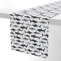 shark // sharks nautical boys white background kids ocean sea tiger shark hammerhead shark fabric