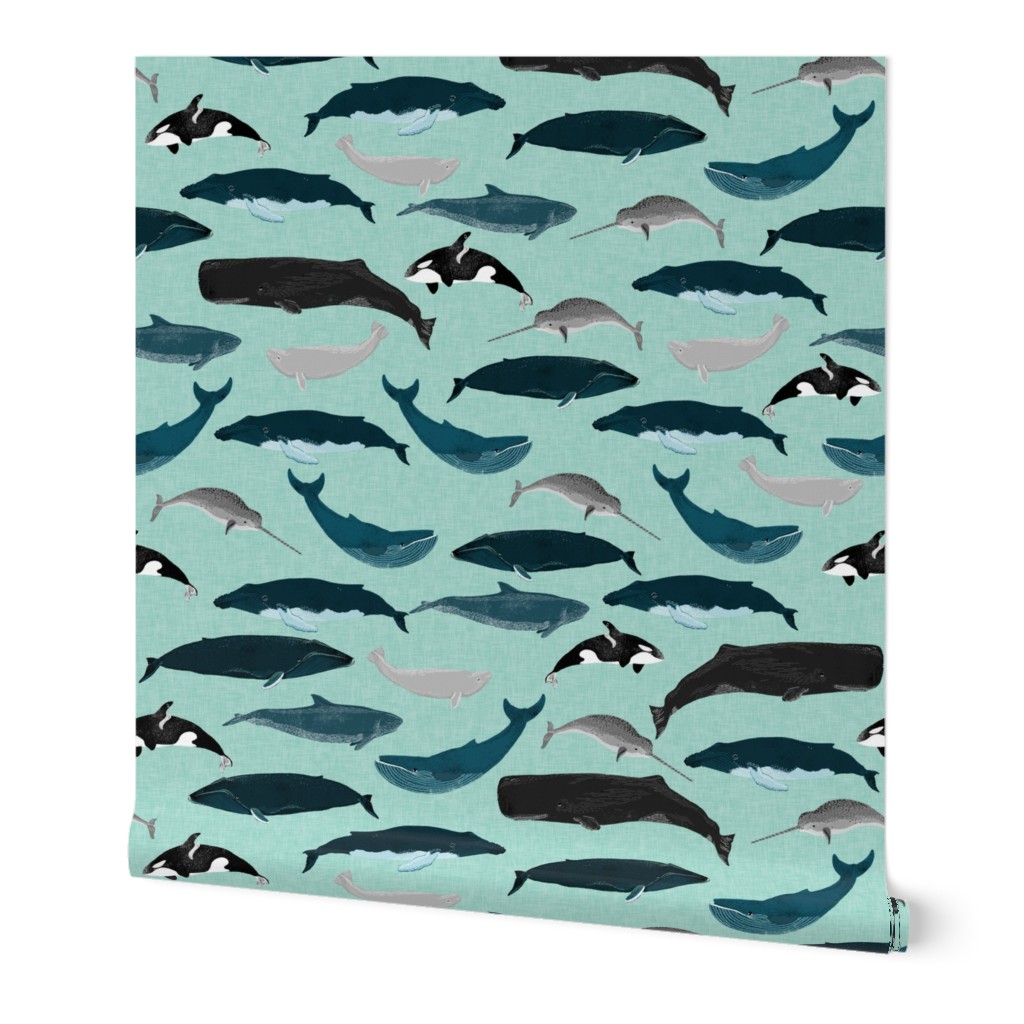 whales // whale ocean nautical mint summer creature nautical