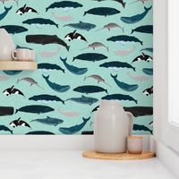 whales // whale ocean nautical mint summer creature nautical