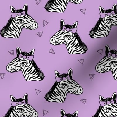 zebra // bow girls zebra with bow cute little girls pastel purple zoo safari animal print