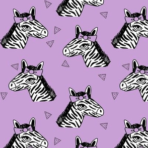 zebra // bow girls zebra with bow cute little girls pastel purple zoo safari animal print