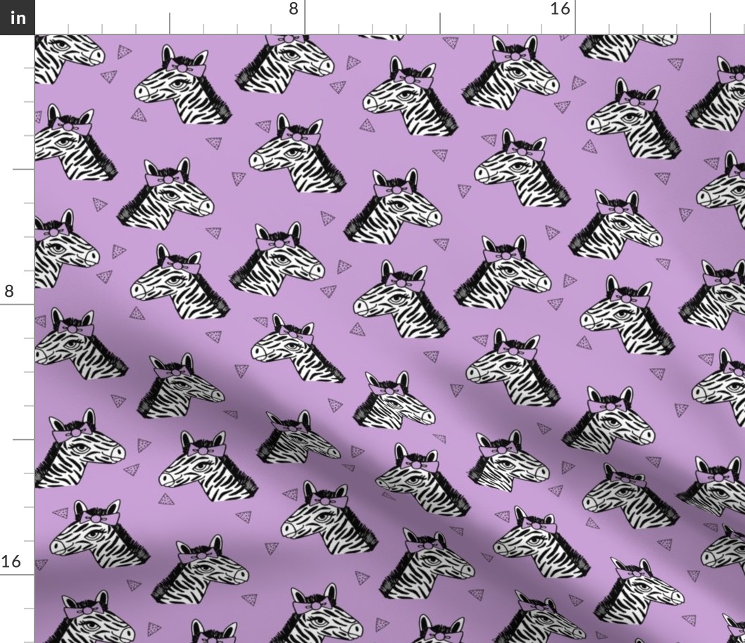 zebra // bow girls zebra with bow cute little girls pastel purple zoo safari animal print