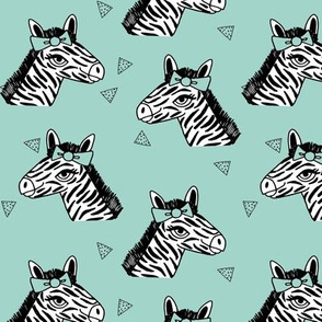 zebra // mint bow girls sweet zoo safari black and white happy zebra for girls