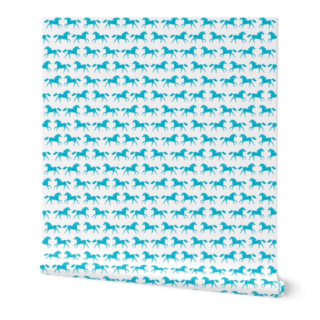 horses // turquoise white girls sweet pony horse fabric