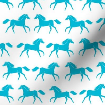 horses // turquoise white girls sweet pony horse fabric