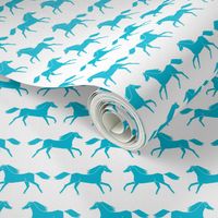 horses // turquoise white girls sweet pony horse fabric