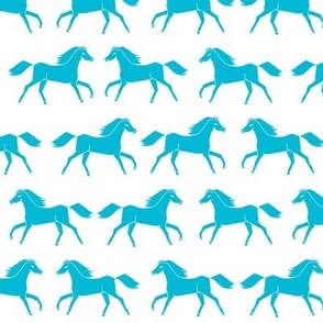 horses // turquoise white girls sweet pony horse fabric
