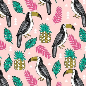 toucan // tropical summer monstera leaves pink pineapple tropical summer