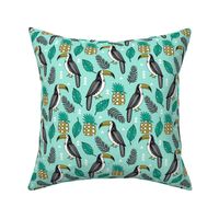 toucan // tropical bird tropical summer toucans mint pineapples leaves 