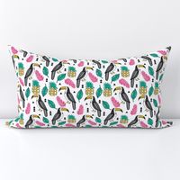 toucans // toucan tropical birds summer exotic pineapple monstera palm print leaves cute birds