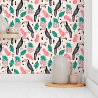 toucan // tropical birds tropical tropics birds toucans pineapple palm print