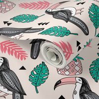 toucan // tropical birds tropical tropics birds toucans pineapple palm print