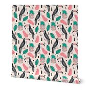 toucan // tropical birds tropical tropics birds toucans pineapple palm print