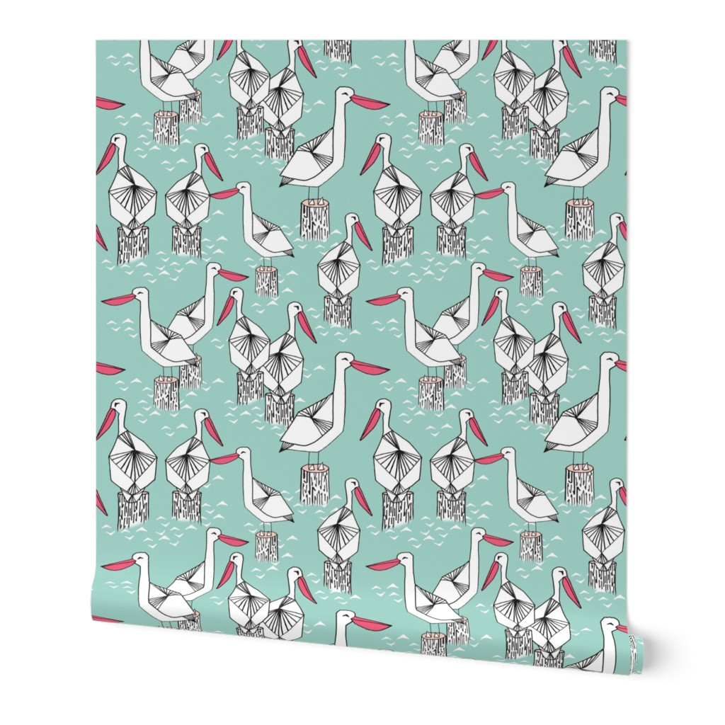 pelican // pelicans birds nautical mint ocean sea 