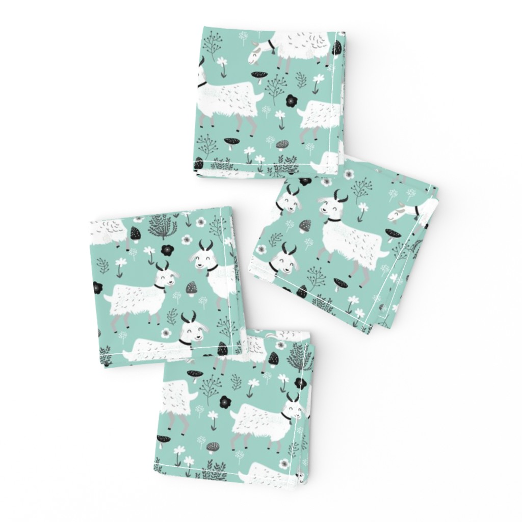 goats // mint farm animal farm cute nursery baby goats farm animal print