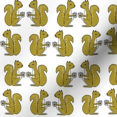 squirrel fabric // squirrels golden mustard brown gold kids woodland forest acorns fall autumn