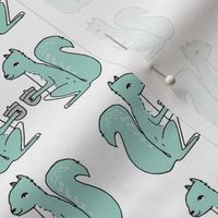 squirrel fabric // squirrels mint nursery baby woodland kids forest