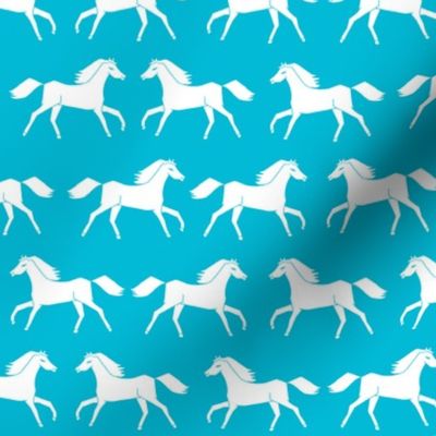 horses // turquoise kids girls horse pony cute girls room fabric