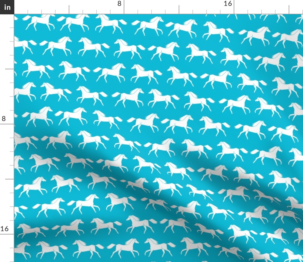 horses // turquoise kids girls horse pony cute girls room fabric