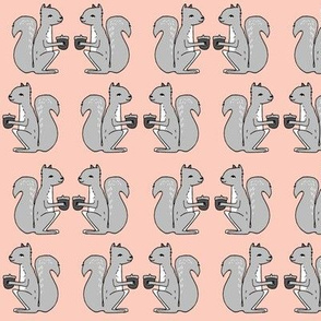 squirrel fabric // pink and grey squirrels kids nursery acorn acorns kids 