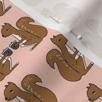 squirrels fabric // squirrels pink and brown kids nursery baby soft colors baby autumn fall acorns