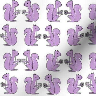 squirrels fabric // squirrels pastel purple lilac 