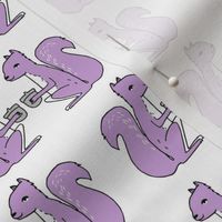 squirrels fabric // squirrels pastel purple lilac 