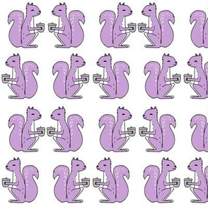 squirrels fabric // squirrels pastel purple lilac 