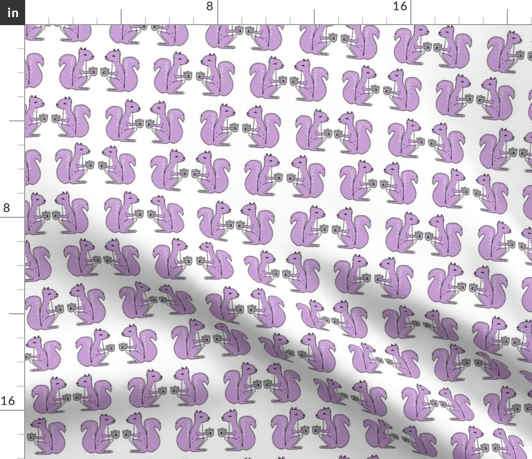 squirrels fabric // squirrels pastel purple lilac 