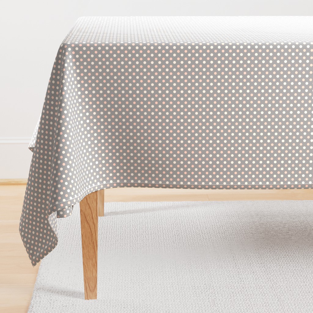 Peach Polka dot on grey