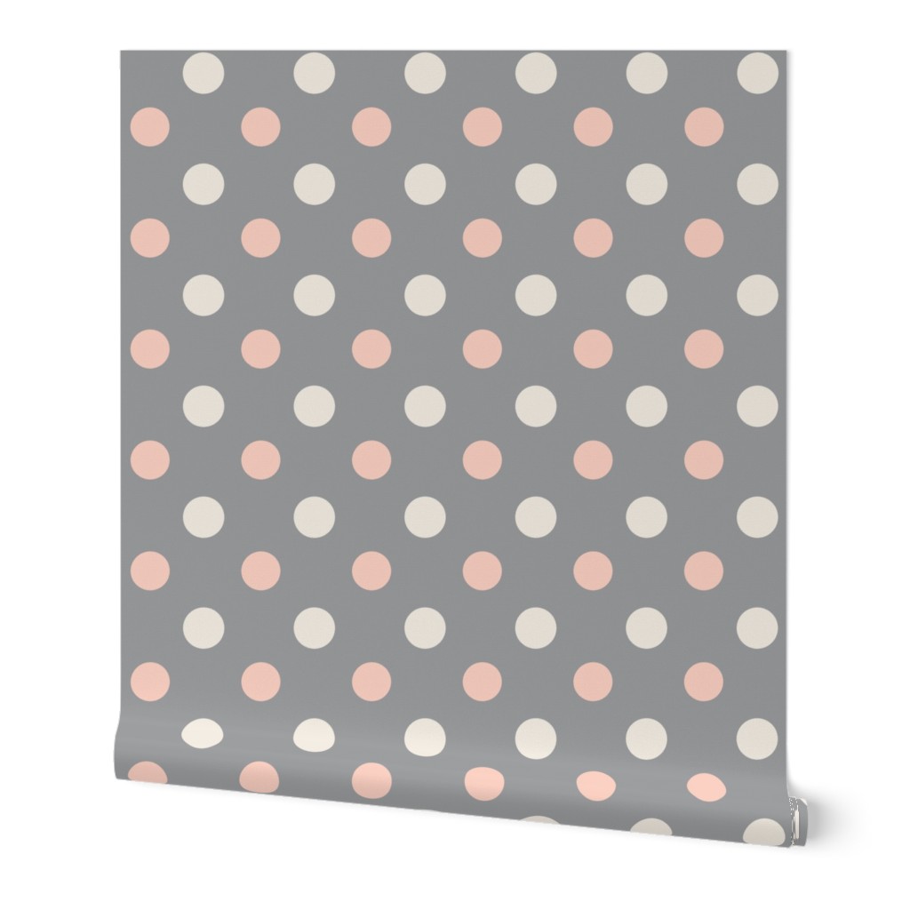 Peach Polka dot on grey