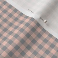 peachy pink and grey gingham, 1/4" squares 