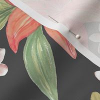  Watercolor tropical Lily and Frangipane