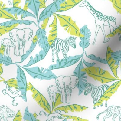 Safari / Jungle & Banana Leaves - White