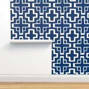 mosaic pool tile in nautical navy/white